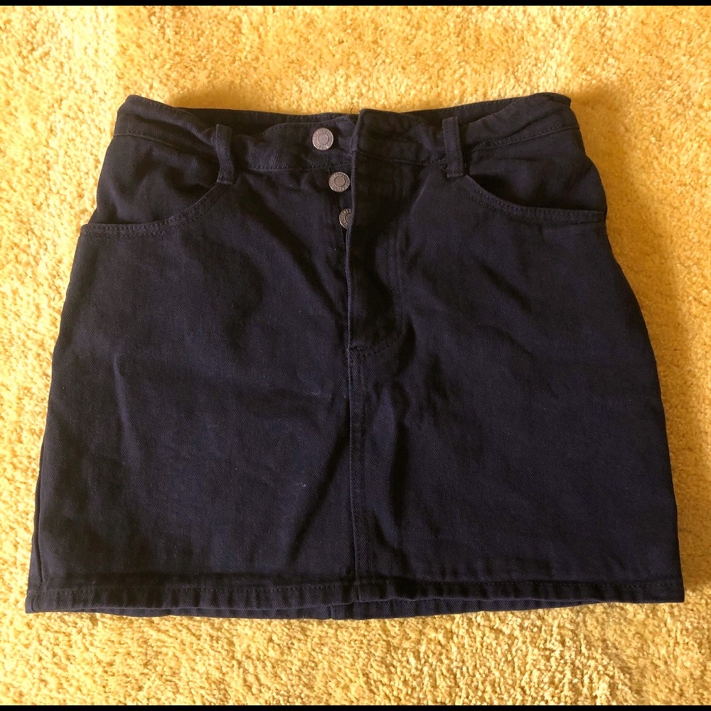 Black denim skirt